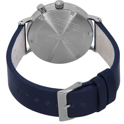 Montre Bauhaus Classic pour homme avec bracelet en cuir bleu et cadran bleu foncé Solar 21123