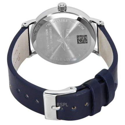 Montre femme Bauhaus Classic 21413, bracelet en cuir, cadran bleu foncé, quartz