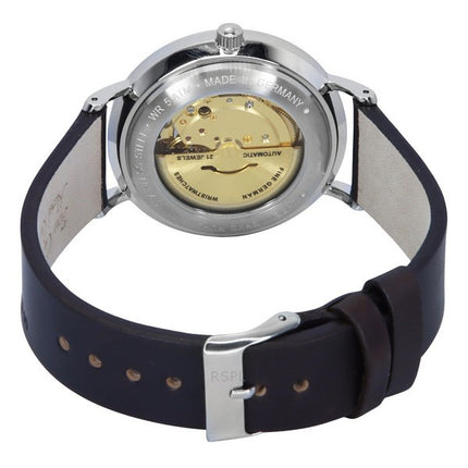 Montre homme Bauhaus Classic avec bracelet en cuir et cadran blanc automatique 21621
