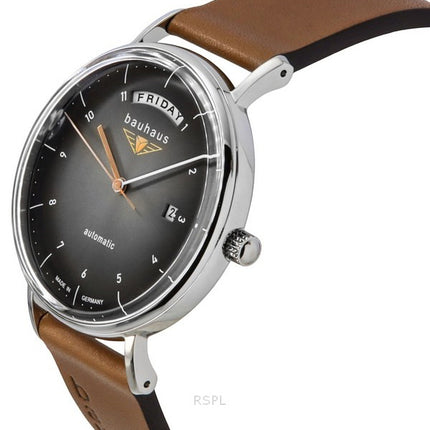 Montre homme Bauhaus Classic avec bracelet en cuir et cadran anthracite automatique 21622