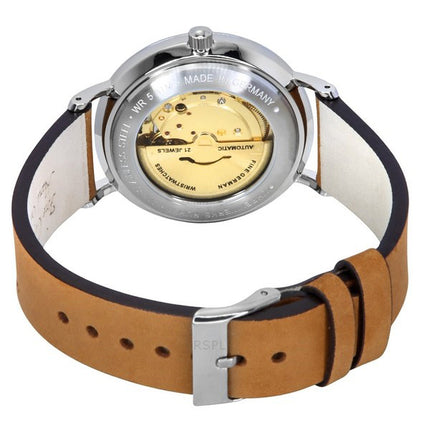 Montre Bauhaus Classic pour homme avec bracelet en cuir et cadran vert foncé, modèle automatique 21624