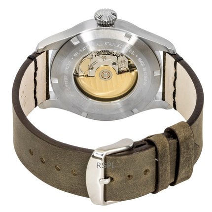 Montre homme Bauhaus Aviation 27565, bracelet en cuir, cadran beige, automatique