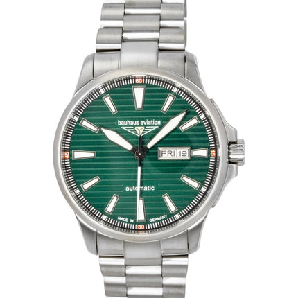 Montre homme Bauhaus Aviation Titanium à cadran vert automatique 2862M4 100M