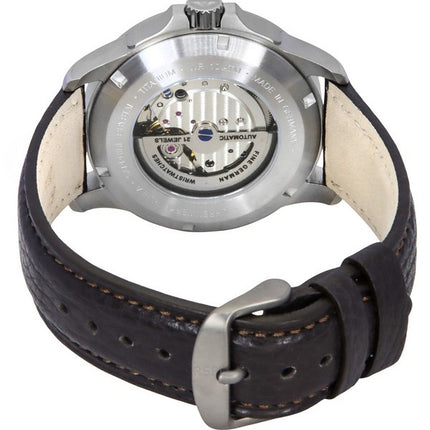 Montre Bauhaus Aviation pour homme avec bracelet en cuir et cadran beige entièrement lumineux, automatique, 28645 100M