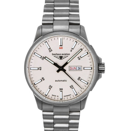 Montre homme Bauhaus Aviation titane cadran beige automatique 2866M5 100 m