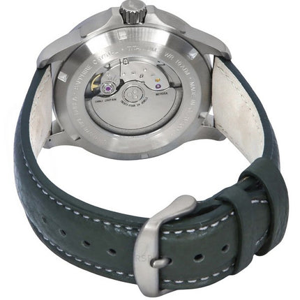 Montre Bauhaus Aviation GMT pour homme avec bracelet en cuir vert et cadran vert foncé, automatique, 28684, 100 m