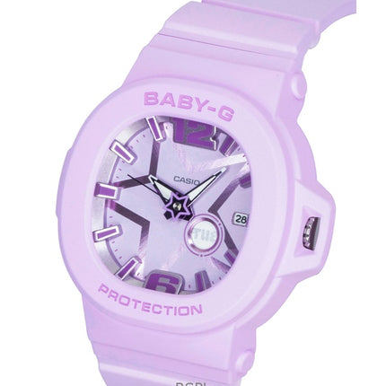Montre Casio Baby-G analogique pour femme, bracelet en résine, cadran violet, mouvement à quartz BGA-10D-6A, étanche à 100 m