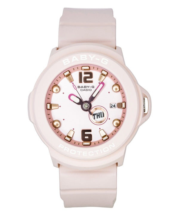Montre Casio Baby-G Plus analogique pour femme, bracelet en résine, cadran rose pastel, mouvement à quartz BGA-15K-4A, étanche à 100 m