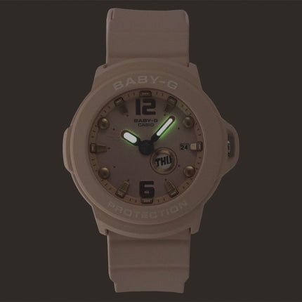 Montre Casio Baby-G Plus analogique pour femme, bracelet en résine, cadran rose pastel, mouvement à quartz BGA-15K-4A, étanche à 100 m