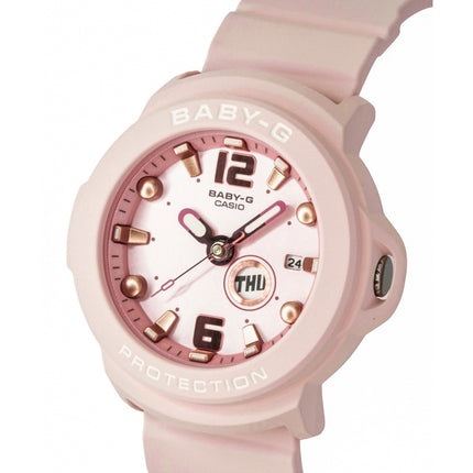 Montre Casio Baby-G Plus analogique pour femme, bracelet en résine, cadran rose pastel, mouvement à quartz BGA-15K-4A, étanche à 100 m