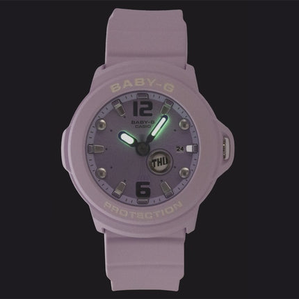 Montre Casio Baby-G Plus analogique en résine, cadran violet, mouvement à quartz, BGA-15K-6A, étanche à 100 m, pour femme, avec support convertible