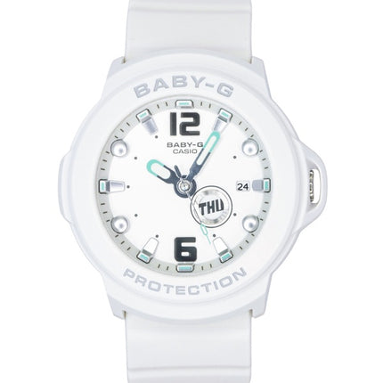 Montre Casio Baby-G Plus analogique en résine, cadran blanc, mouvement à quartz, BGA-15K-7A, étanche à 100 m, pour femme, avec support convertible