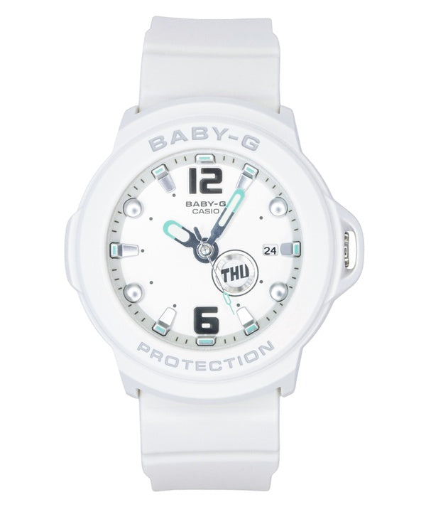 Montre Casio Baby-G Plus analogique en résine, cadran blanc, mouvement à quartz, BGA-15K-7A, étanche à 100 m, pour femme, avec support convertible