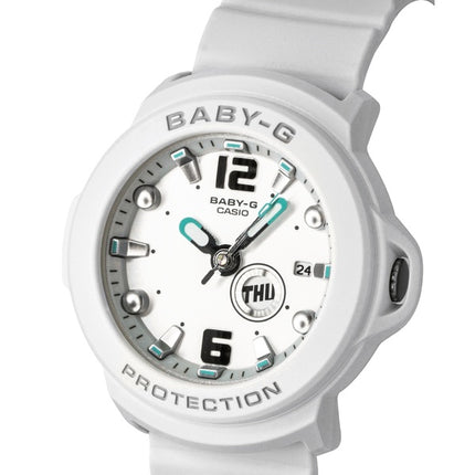 Montre Casio Baby-G Plus analogique en résine, cadran blanc, mouvement à quartz, BGA-15K-7A, étanche à 100 m, pour femme, avec support convertible