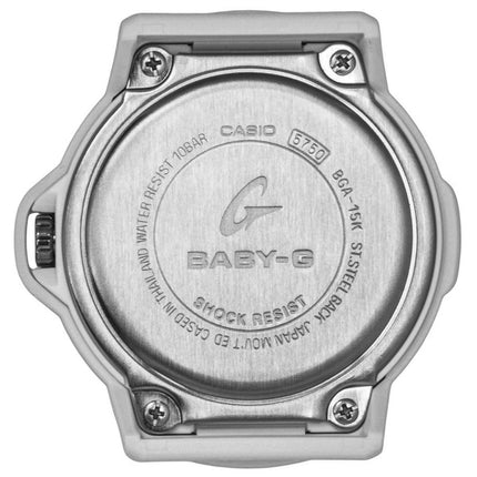 Montre Casio Baby-G Plus analogique en résine, cadran blanc, mouvement à quartz, BGA-15K-7A, étanche à 100 m, pour femme, avec support convertible