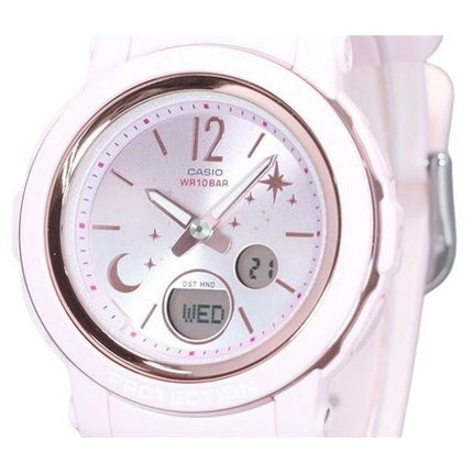 Casio Baby-G Moon And Star Series Bracelet en résine numérique analogique Cadran rose Quartz BGA-290DS-4A 100M Montre pour femme