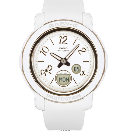 Montre analogique numérique Casio Baby-G pour femme, bracelet en résine, cadran blanc, quartz, BGA-290RA-7A, 100 m