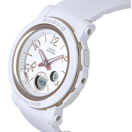 Montre analogique numérique Casio Baby-G pour femme, bracelet en résine, cadran blanc, quartz, BGA-290RA-7A, 100 m