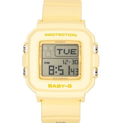 Montre Casio Baby-G Digital pour femme, bracelet en résine jaune, mouvement à quartz, BGD-10KH-9, étanche à 100 m