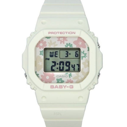 Montre pour femme Casio Baby-G Retro Flower Field Digital Bracelet en résine blanche Quartz BGD-565RP-7 100M
