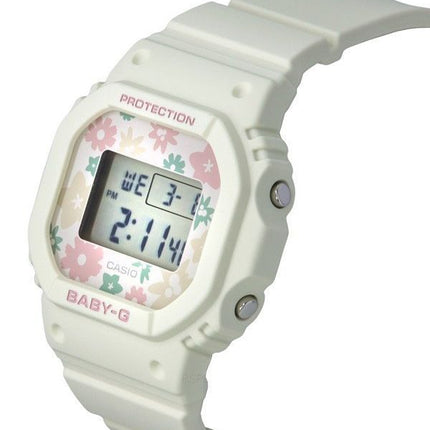 Montre pour femme Casio Baby-G Retro Flower Field Digital Bracelet en résine blanche Quartz BGD-565RP-7 100M