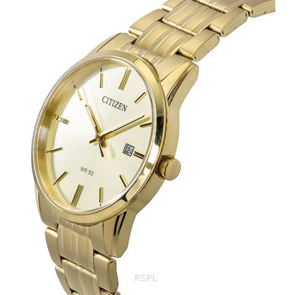 Montre homme Citizen en acier inoxydable doré avec cadran champagne à quartz BI5002-57P