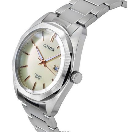 Montre Citizen BI5110-54B pour homme, acier inoxydable, cadran ivoire, quartz