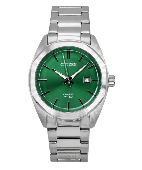 Montre Citizen BI5110-54X pour homme, acier inoxydable, cadran vert, quartz