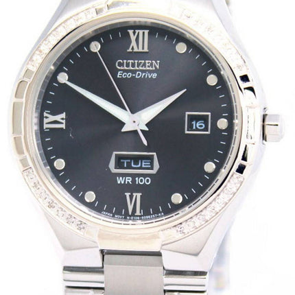 Montre pour homme Citizen Diamond Accents en acier inoxydable avec cadran noir Eco-Drive BM5010-51E
