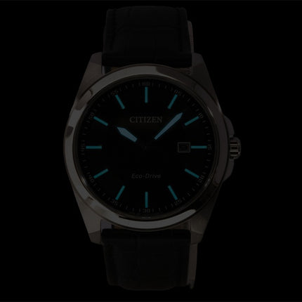 Montre homme Citizen Eco-Drive BM7108-14E, bracelet en cuir noir, cadran noir, solaire, étanche à 100 m