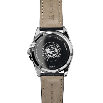 Montre homme Citizen Eco-Drive BM7108-14E, bracelet en cuir noir, cadran noir, solaire, étanche à 100 m