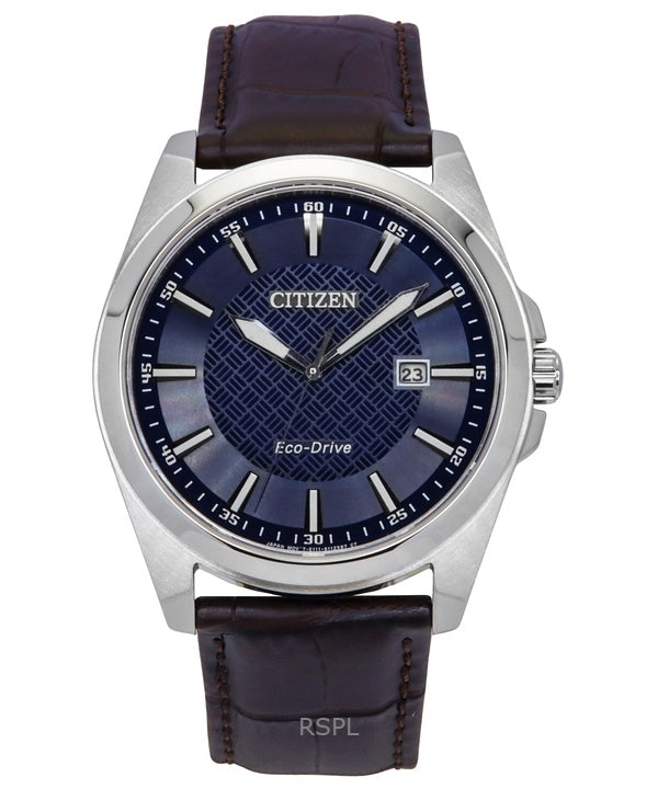 Montre homme Citizen Eco-Drive avec bracelet en cuir et cadran bleu BM7108-22L 100M