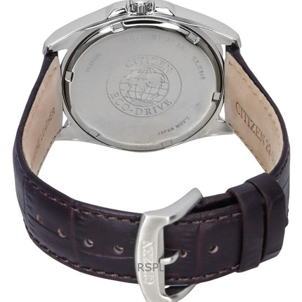 Montre homme Citizen Eco-Drive avec bracelet en cuir et cadran bleu BM7108-22L 100M