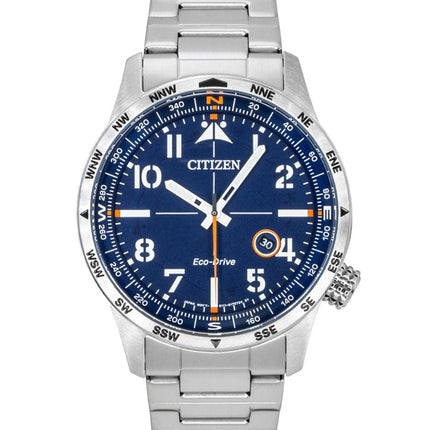 Montre homme Citizen Weekender Avion, boîtier en acier inoxydable, cadran bleu, Eco-Drive BM7550-52L, étanche à 100 m