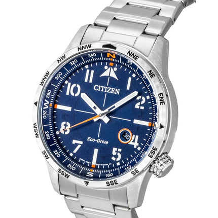 Montre homme Citizen Weekender Avion, boîtier en acier inoxydable, cadran bleu, Eco-Drive BM7550-52L, étanche à 100 m