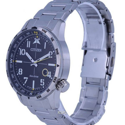 Montre pour homme Citizen Aviator Eco-Drive en acier inoxydable avec cadran noir BM7550-87E 100M
