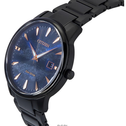 Montre Citizen Pair Eco-Drive en acier inoxydable avec cadran bleu BM7595-89L pour homme