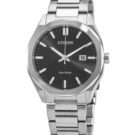 Montre pour homme Citizen Eco-Drive en acier inoxydable avec cadran noir BM7600-81E 100M