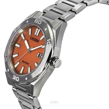 Montre Citizen Eco-Drive en acier inoxydable avec cadran orange BM7630-80Z 100M pour homme