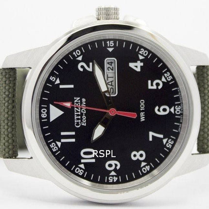 Montre Citizen Eco-Drive vert toile sangle 100M BM8180-03E hommes