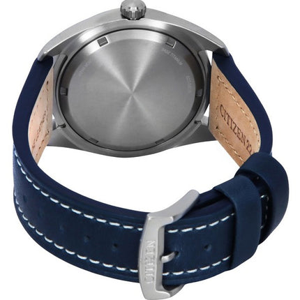 Montre homme Citizen Eco-Drive Super Titanium avec bracelet en cuir bleu et cadran bleu BM8560-45L 100M