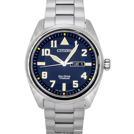 Montre homme Citizen Garrison Super Titanium, cadran bleu, Eco Drive BM8560-88L, étanche à 100 m