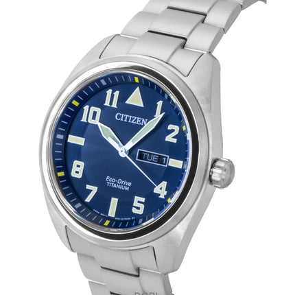 Montre homme Citizen Garrison Super Titanium, cadran bleu, Eco Drive BM8560-88L, étanche à 100 m