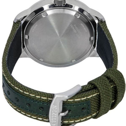 Montre pour homme Citizen Urban Eco-Drive avec bracelet en nylon vert et cadran noir BM8590-10E 100M