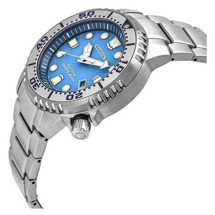 Montre pour homme Citizen Promaster Dive en acier inoxydable avec cadran bleu clair Eco-Drive Diver BN0165-55L 200M