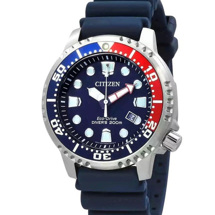Montre Citizen Promaster Dive pour homme avec bracelet en polyuréthane et cadran bleu Eco-Drive BN0168-06L 200M