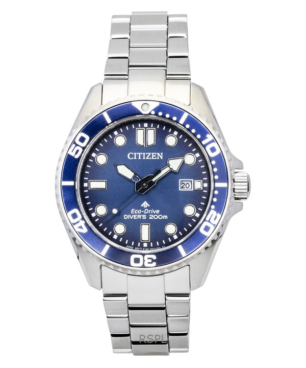Montre homme Citizen Promaster Dive en acier inoxydable, cadran bleu, Eco-Drive BN0260-54L, étanche à 200 m