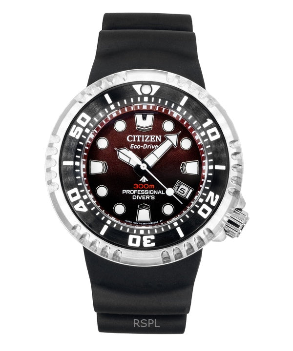 Montre de plongée Citizen Promaster Eco-Drive BN1024-01Z pour homme, bracelet en polyuréthane, cadran rouge, 300 m