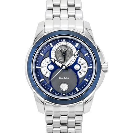 Montre homme Citizen Calendrier Phase de Lune, Acier Inoxydable, Cadran Bleu, Eco-Drive BU0088-51H, Étanche à 100 m