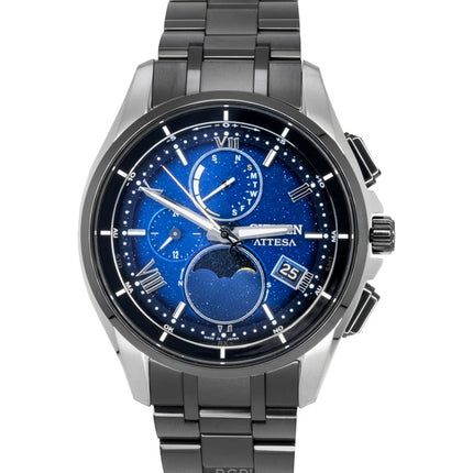 Montre homme Citizen Attesa radiocommandée Super Titanium Phase de lune Cadran bleu Eco-Drive BY1007-60L 100 m